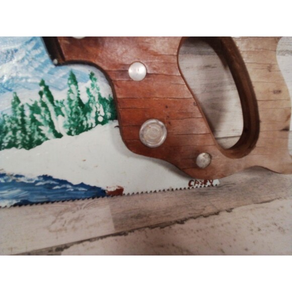 Hand Painted Winter Wonderland By Casey Handsaw Real Blade - Picture 6 of 15